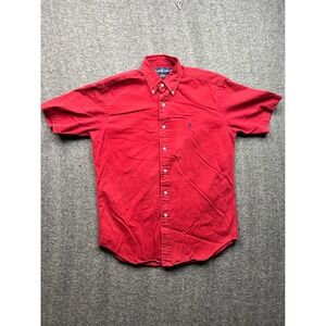 Ralph Lauren Button Down Shirt Mens Small Red Blake Short Sleeve Cotton Pony
